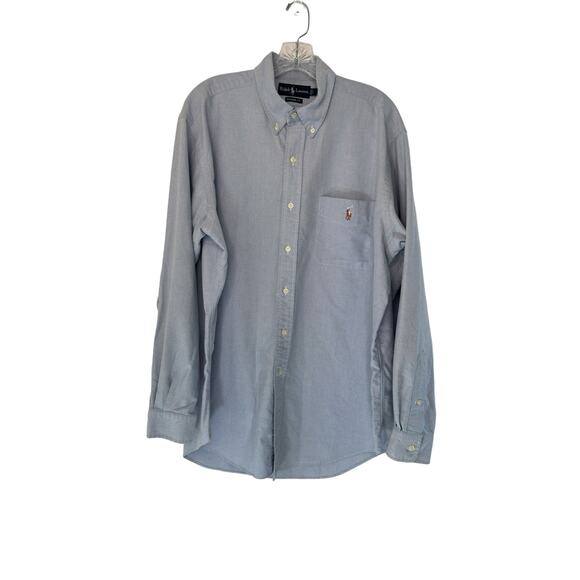 Ralph Lauren Blue Horse Logo Cotton Classic Fit Button Down Shirt Size Large - Picture 1 of 11
